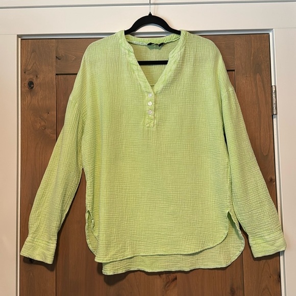 Dokotoo oversized gauze Tunic Blouse Womens M button down pop over Boho Beach - Picture 1 of 11